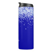 Namensschrift für Royal Blue Glitzer Glitzern Thermosbecher (Nach rechts gedreht)