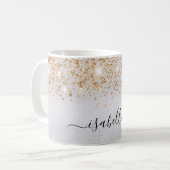 Namensschrift für Silver Gold Glitzer Kaffeetasse (Vorderseite Links)