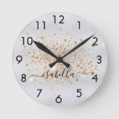 Namensschrift für Silver Gold Glitzer Runde Wanduhr (Vorderseite)