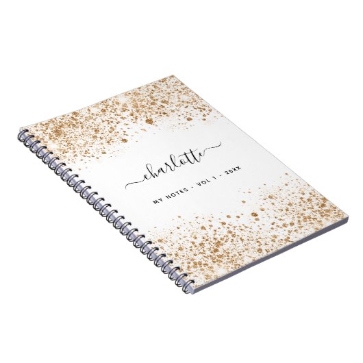 Namensschrift für Weißgold-Glitzer glamourös Notizblock (Rechte Seite)