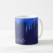 Namensskript der Tropfen des Royal Blue Glitzer de Kaffeetasse (VorderseiteRechts)