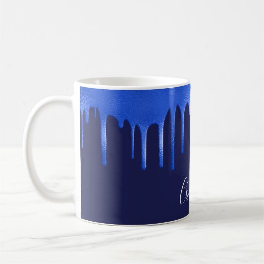 Namensskript der Tropfen des Royal Blue Glitzer de Kaffeetasse (Links)