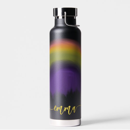 Namensskript farbiger Regenbogen personalisiert sc Trinkflasche (Links)