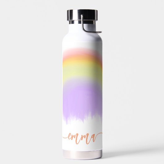 Namensskript farbiger Regenbogen personalisiert Trinkflasche (Links)