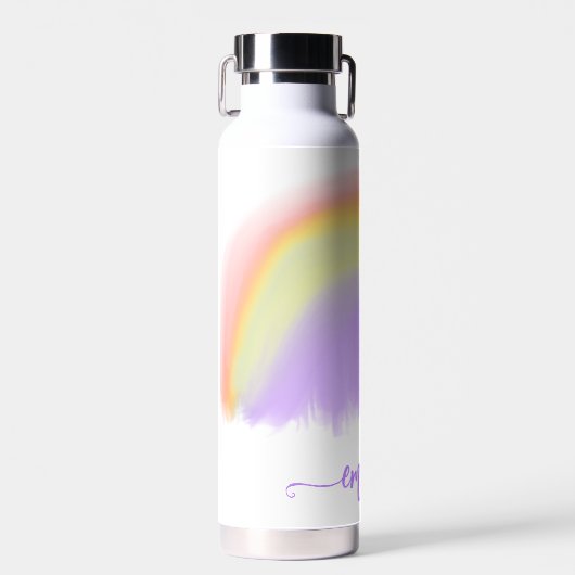 Namensskript farbiger Regenbogen personalisiert Trinkflasche (Vorne)