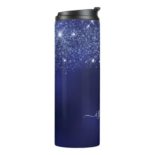 Namensskript für Blue Glitzer Thermosbecher (Nach links gedreht)