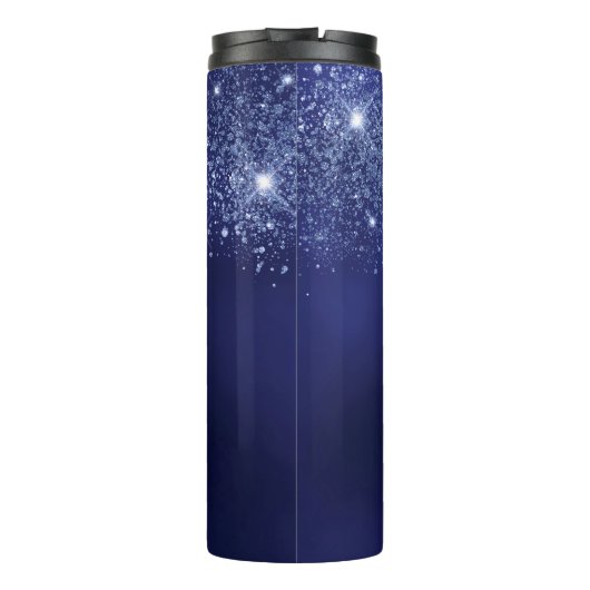 Namensskript für Blue Glitzer Thermosbecher (Rückseite)