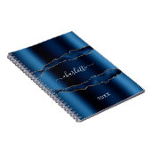 Namensskript für Navy Blue Agaate Notizblock (Rechte Seite)