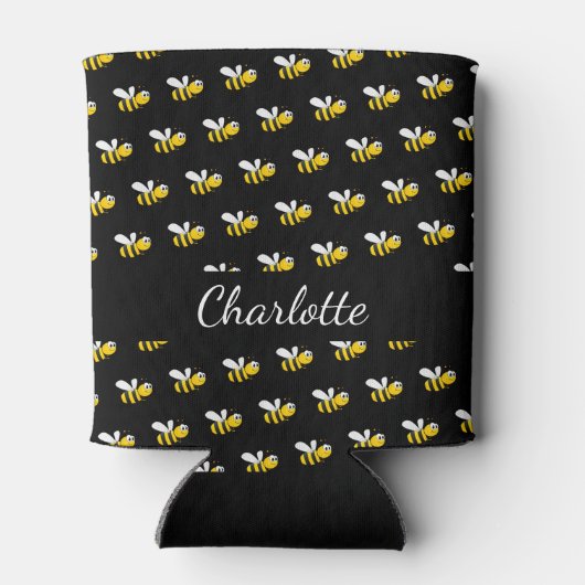 Namensskript für schwarz-gelbe Bienen Dosenkühler (Rückseite)