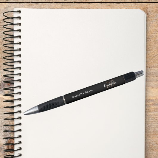 Namensskript für Schwarze Goldmonogramm Kugelschreiber