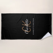 Namensskript für Schwarze Goldmonogramm Strandtuch (Vorderseite)