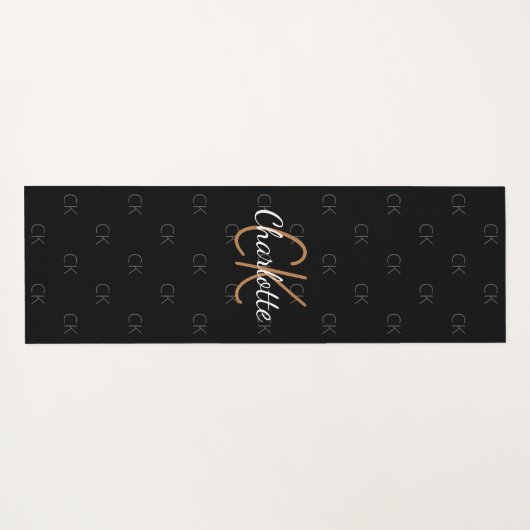 Namensskript für Schwarze Goldmonogramm Yogamatte (Rückseite (Horizontal))