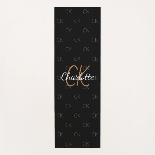 Namensskript für Schwarze Goldmonogramm Yogamatte (Vorderseite)