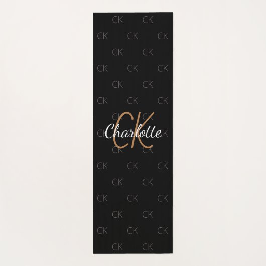 Namensskript für Schwarze Goldmonogramm Yogamatte (Rückseite)