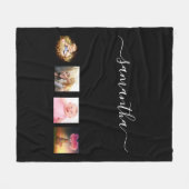 Namensskript für Schwarzes Foto Fleecedecke (Vorderseite (Horizontal))