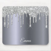 Namensskript für Silver Glitzer-Tropfen Mousepad (Vorne)