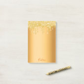 Namensskript für Tropfen aus Gold-Metallen Post-it Klebezettel (Auf Schreibtisch)
