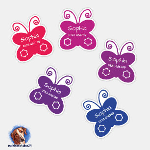 Namenssticker Schmetterlinge   9 Form - Aufkleber