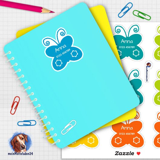 Namenssticker Schmetterlinge | 9 Form - Aufkleber