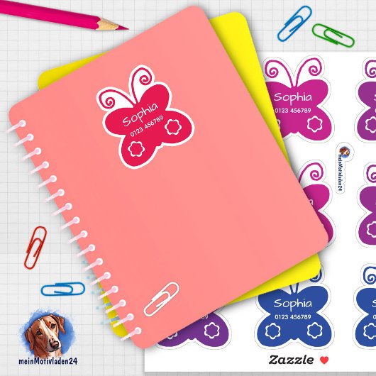 Namenssticker Schmetterlinge | 9 Form - Aufkleber