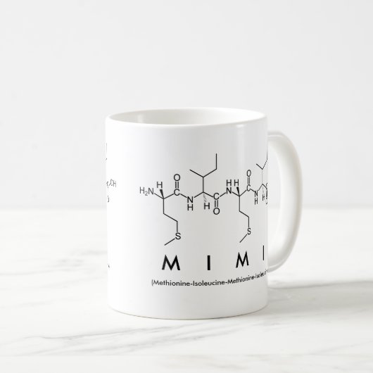 NamensTasse des Peptids Mimi Kaffeetasse (VorderseiteRechts)