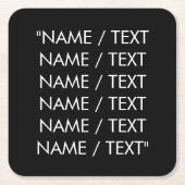 Namenstext anpassen - elegant Schwarz-weiß Rechteckiger Pappuntersetzer (Vorderseite)