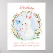 Namenstext hinzufügen, 2 Bunny Rabbits & Bluebird  Poster (Vorne)