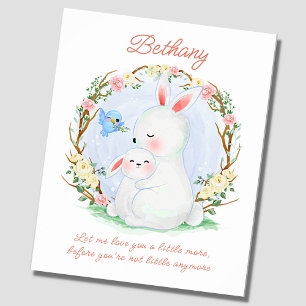 Namenstext hinzufügen, 2 Bunny Rabbits & Bluebird  Poster