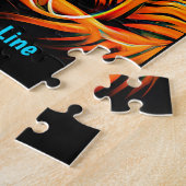 Namenstext hinzufügen, Aqua Orange Neon Cat Kopfhö Puzzle (Seite)