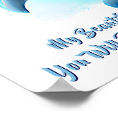 Namenstext hinzufügen, Baby Blue Dolphin Kinderzim Poster (Ecke)