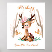Namenstext hinzufügen, Baby Deer Fawn Woodland Kin Poster (Vorne)