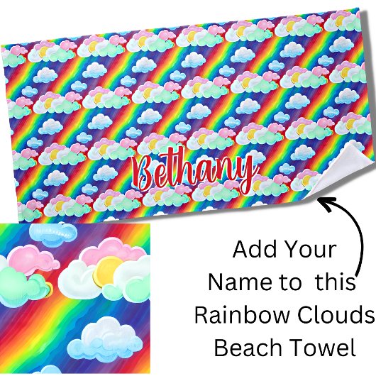 Namenstext hinzufügen, Baumwoll-Kerzenwolken einsc Strandtuch