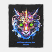 Namenstext hinzufügen Blauer Rosa Fantasie Drachen Fleecedecke (Vorderseite)