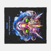 Namenstext hinzufügen Blauer Rosa Fantasie Drachen Fleecedecke (Vorderseite (Horizontal))