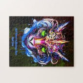 Namenstext hinzufügen Blauer Rosa Fantasie Drachen Puzzle (Horizontal)