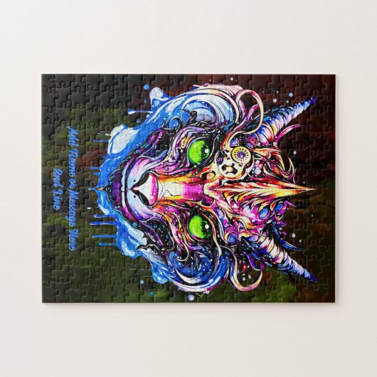 Namenstext hinzufügen Blauer Rosa Fantasie Drachen Puzzle (Horizontal)
