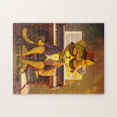 Namenstext hinzufügen, Coole Cat-Sonnenbrille mit  Puzzle (Horizontal)