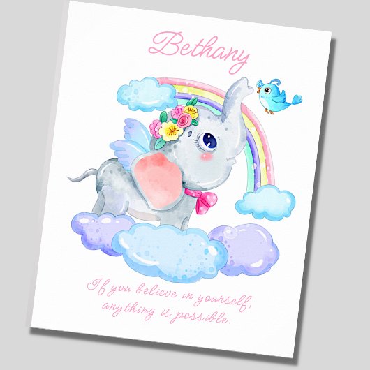 Namenstext hinzufügen, Elephant fliegen und Bluebi Poster