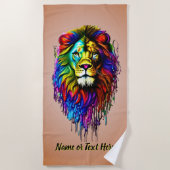 Namenstext hinzufügen, farbiger Paint-Tropfen auf Strandtuch (Vorderseite)