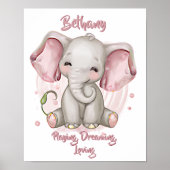 Namenstext hinzufügen, Happy Baby Elephant Kinderz Poster (Vorne)