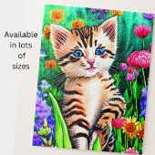 Namenstext hinzufügen, Katzenkätzchen mit Blume im Puzzle