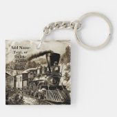 Namenstext hinzufügen, Motor Vintager Dampfzug Schlüsselanhänger (Rückseite)