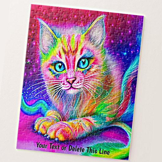 Namenstext hinzufügen, Neonbogen Katzenkitten mit Puzzle
