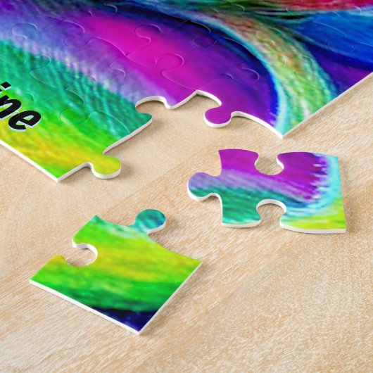 Namenstext hinzufügen, Neonbogen Katzenkitten mit Puzzle (Seite)