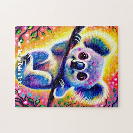 Namenstext hinzufügen, Niedliche Babykoala in Bäum Puzzle (Horizontal)