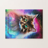 Namenstext hinzufügen Schöne lange Haarkatze im Ra Puzzle (Horizontal)