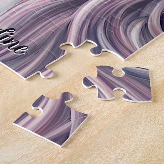 Namenstext hinzufügen, Silver Mauve Unicorn, Herz Puzzle (Seite)