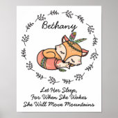 Namenstext hinzufügen, Woodland Baby Fox Kinderzim Poster (Vorne)