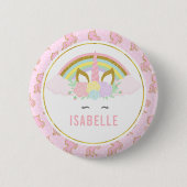 Namensumbau-Regenbogenunicorn-Party-Button Button (Vorderseite)