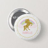 Namensumbau-Regenbogenunicorn-Party-Button Button (Vorne & Hinten)